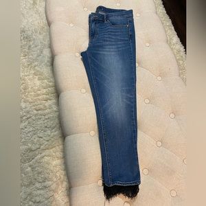 WH/BM high rise skinny ankle jeans with black lace details woman’s 8P